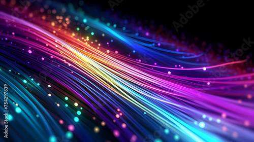 Colorful optical fiber intense color technology background