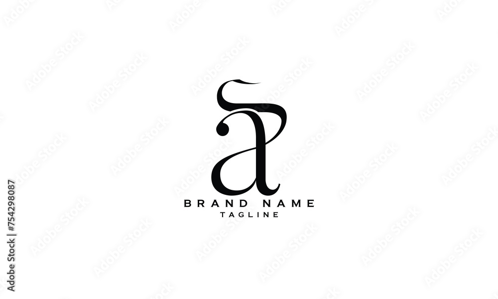 Fototapeta premium AS, SA, Abstract initial monogram letter alphabet logo design