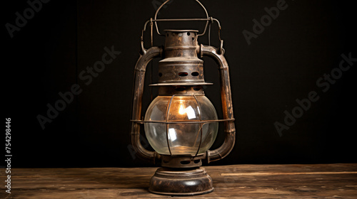 Old Lantern Rustic lantern with handle and glass glo