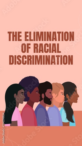 The Elimination of Racial Discrimination Illustrated Pink Poster, Flyer, banner, template, greeting card, background, illustration 