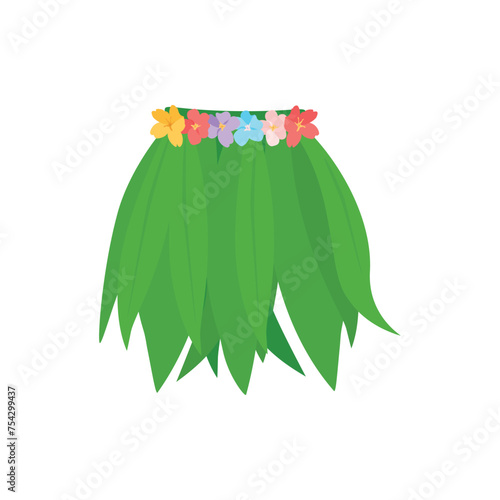 Hawaiian beach skirt made of tropical leaves and flowers.