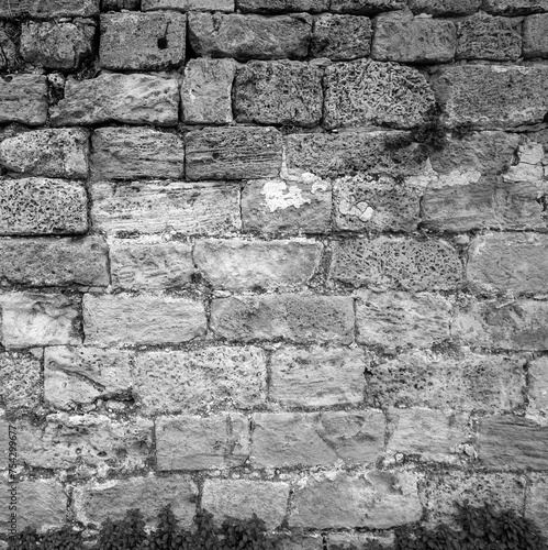 Old Stone Wall Texture in Black and White
