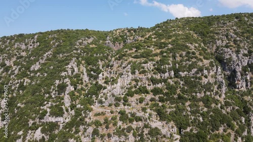 Amazing Aerial view of Vradeto Steps at Vikos gorge and Pindus Mountains, Zagori, Epirus, Greece
 photo