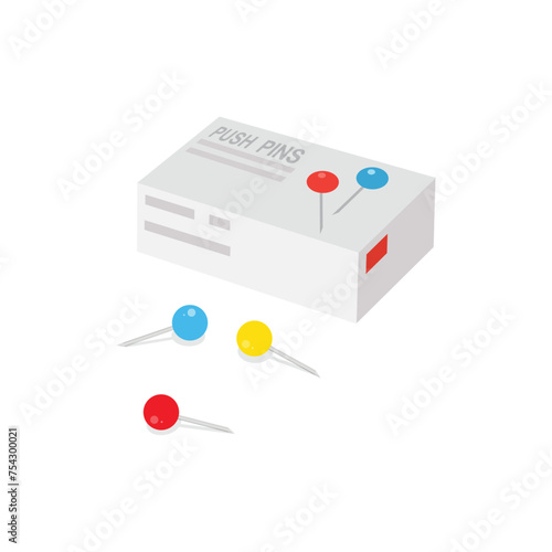 Multicoloured push pin box