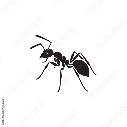 Tiny Titans: Vector Ant Silhouette - Capturing the Industriousness and Strength of Nature's Minuscule Worker. Minimalist ant illustration © Wolfe 