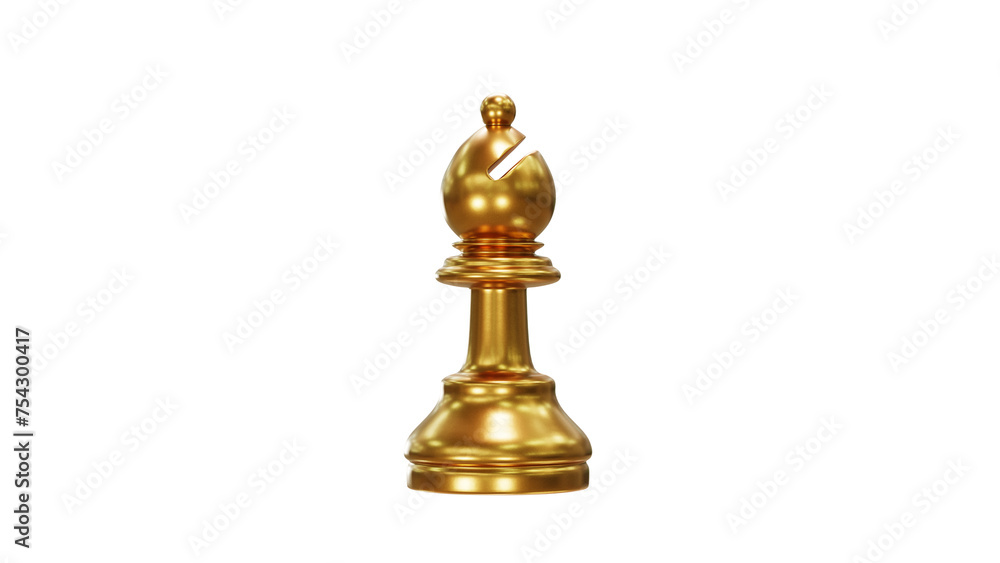 golden chess bishop pieces 3D rendering golden chess bishop pieces 3D rendering