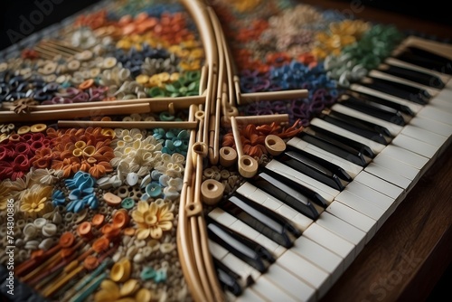 Colored piano , violin, saxophone