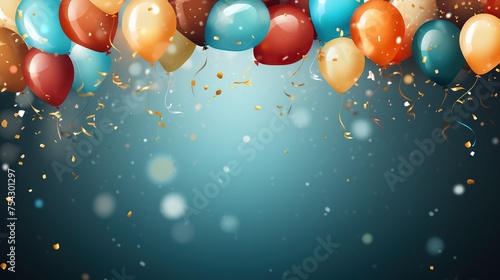 Wallpaper Mural Colorful balloons with confetti for birthday, wedding and holiday celebration background. Torontodigital.ca