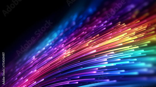 Colorful optical fiber intense color technology background