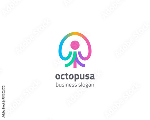 Creative colorful abstract octopus logo gradient