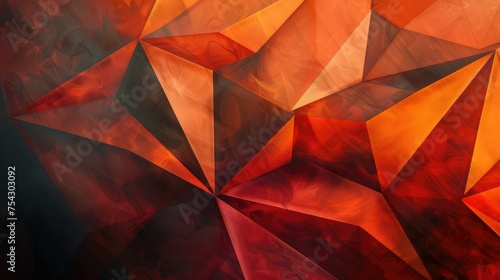 Fiery red brown burnt orange copper black abstract background. Geometric shape. Color gradient.