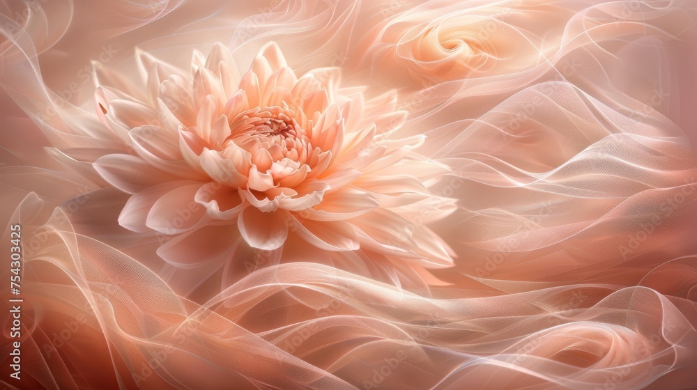 a painting of a pink flower with white swirls on the bottom of the image and a pink flower in the middle of the image. a painting of a pink flower with white swirls on the bottom of the image and a pink flower in the middle of the image.
