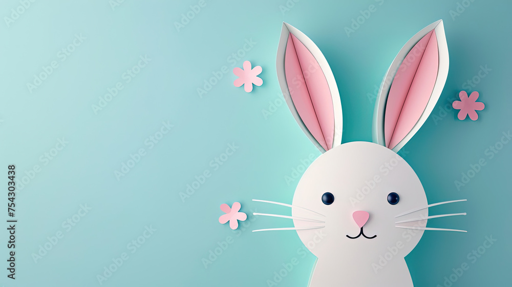 cute white bunny face in papercut style. background of colorful papercut animal cute white bunny face in papercut style. background of colorful papercut animal