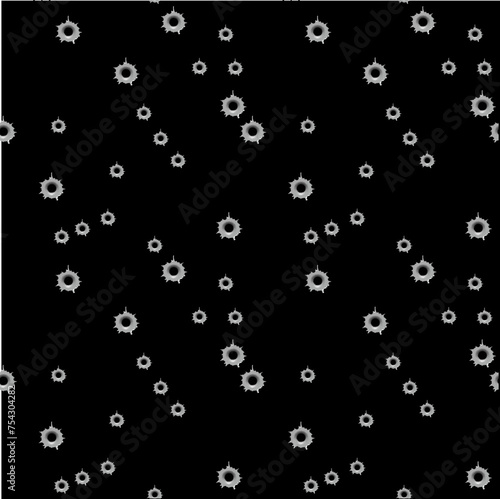 Abstract pattern. Bullet holes. Seamless pattern on a black background. Vector illustration Flyer background design, advertising background, fabric, clothing, texture, textile pattern. (2)