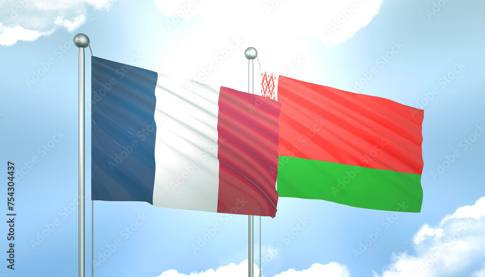 France and Belarus Flag Together A Concept of Realations France and Belarus Flag Together A Concept of Realations