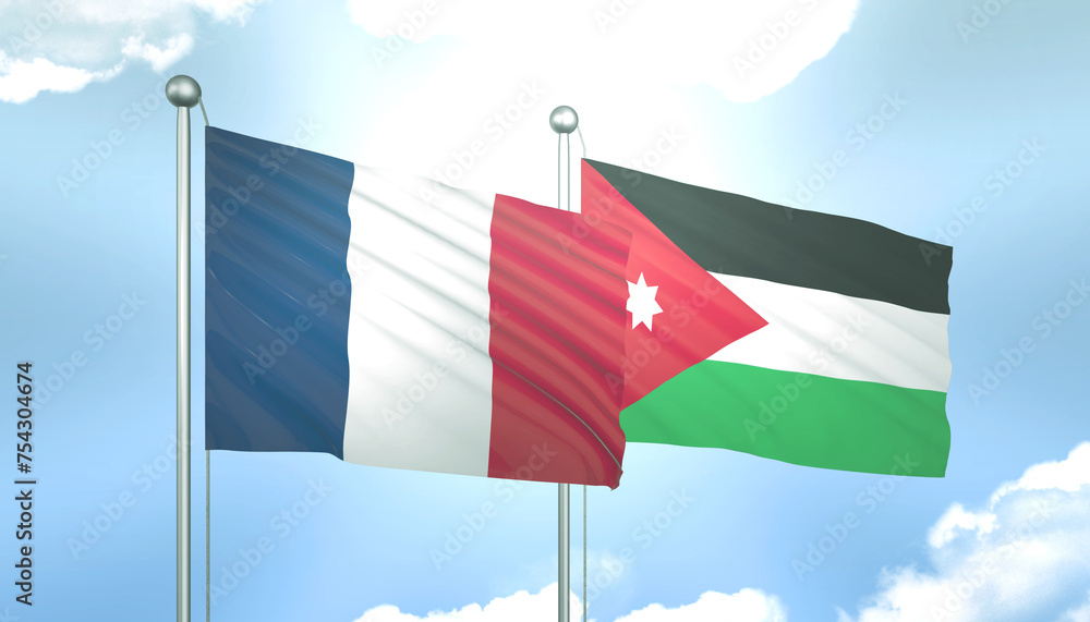 France and Jordan Flag Together A Concept of Realations France and Jordan Flag Together A Concept of Realations