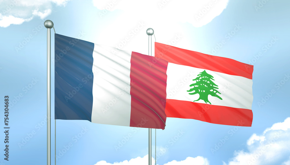 France and Lebanon Flag Together A Concept of Realations France and Lebanon Flag Together A Concept of Realations