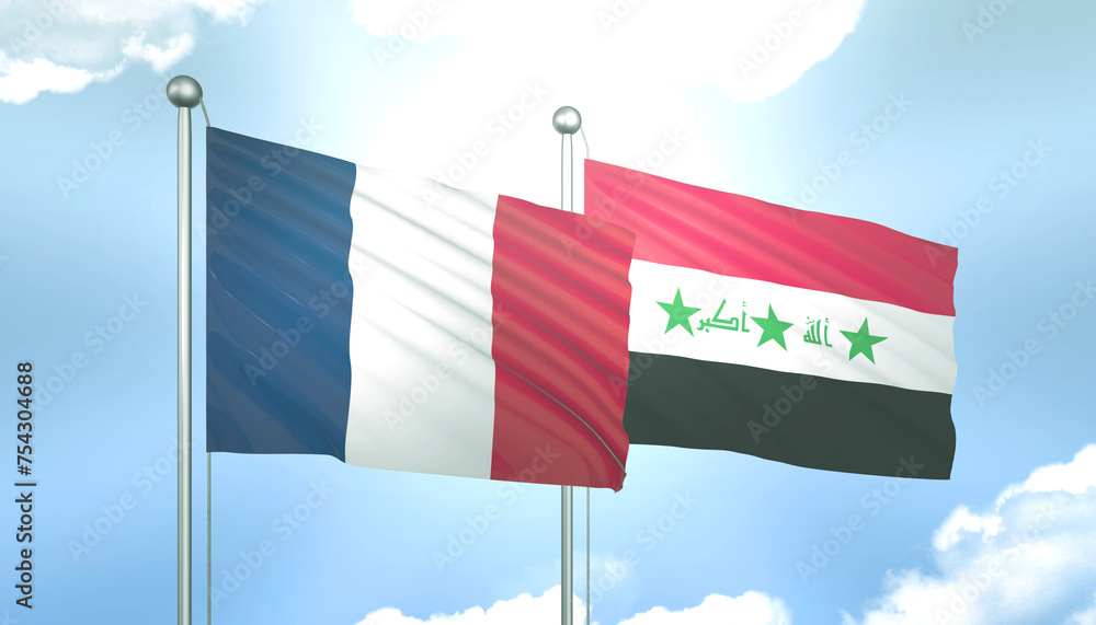 France and Iraq Flag Together A Concept of Realations France and Iraq Flag Together A Concept of Realations