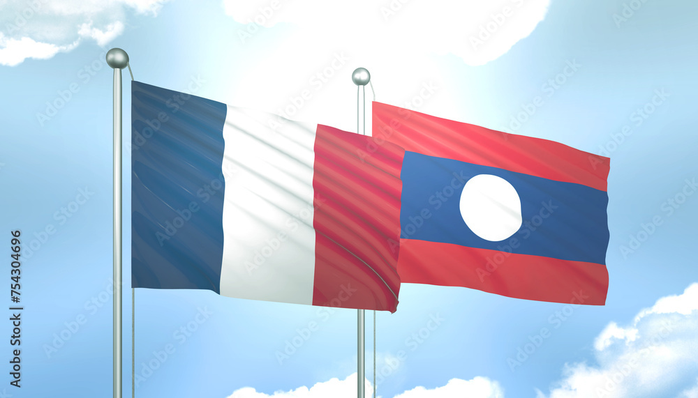 France and Laos Flag Together A Concept of Realations France and Laos Flag Together A Concept of Realations