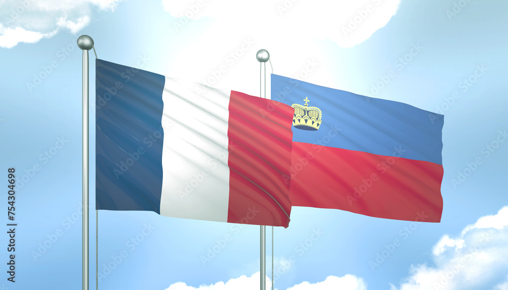 France and Liechtenstein Flag Together A Concept of Realations France and Liechtenstein Flag Together A Concept of Realations