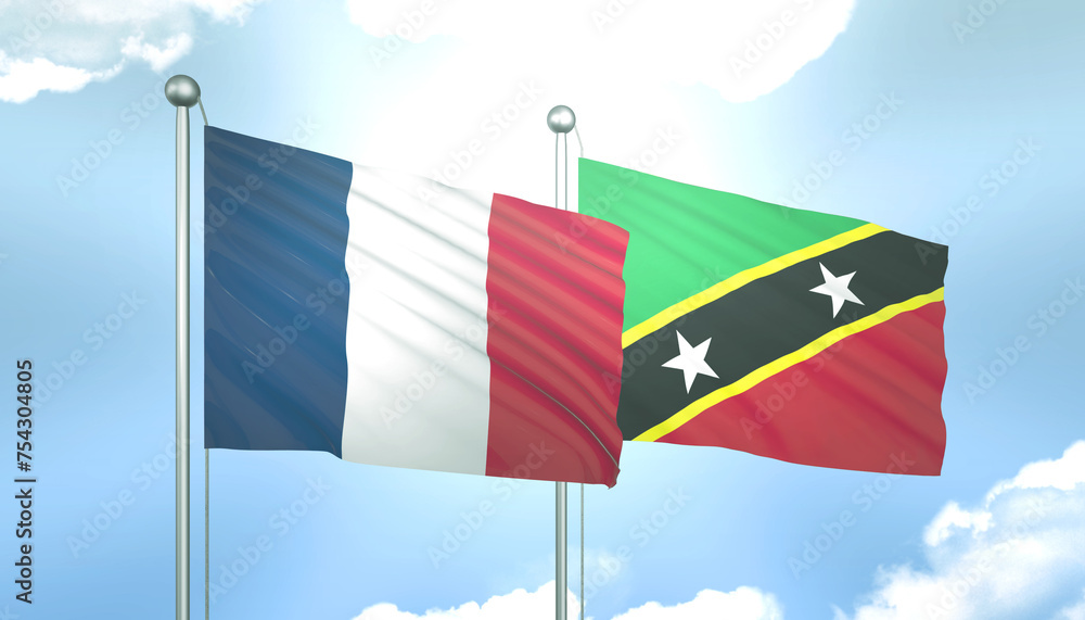 France and Saint Kitts and Nevis Flag Together A Concept of Realations France and Saint Kitts and Nevis Flag Together A Concept of Realations