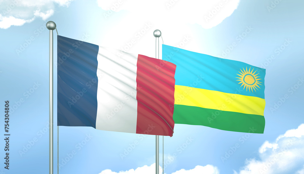 France and Rwanda Flag Together A Concept of Realations France and Rwanda Flag Together A Concept of Realations