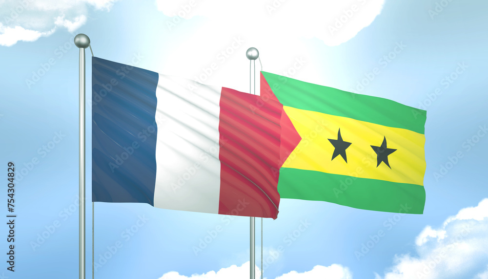 France and Sao Tome Flag Together A Concept of Realations France and Sao Tome Flag Together A Concept of Realations