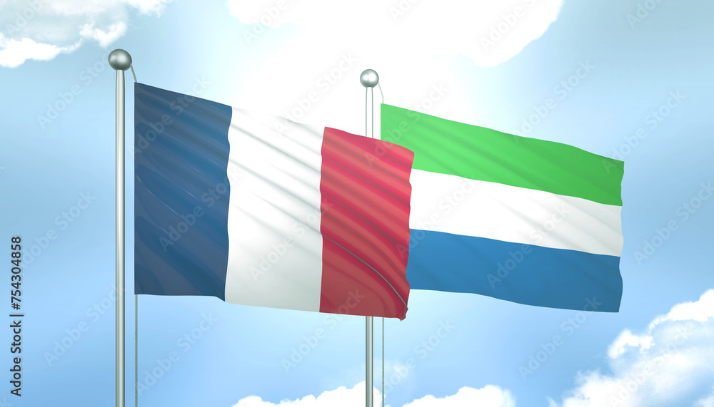 France and Sierra Loeone Flag Together A Concept of Realations France and Sierra Loeone Flag Together A Concept of Realations