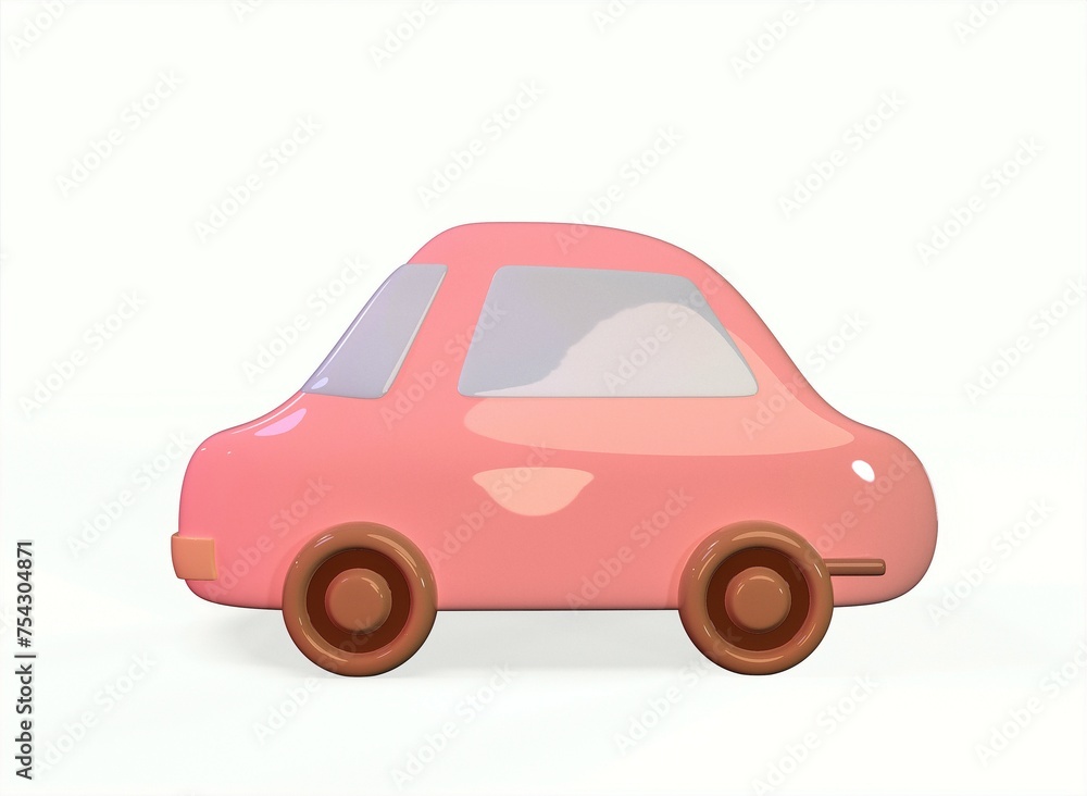 cartoon car icon on a white background 3d rendering