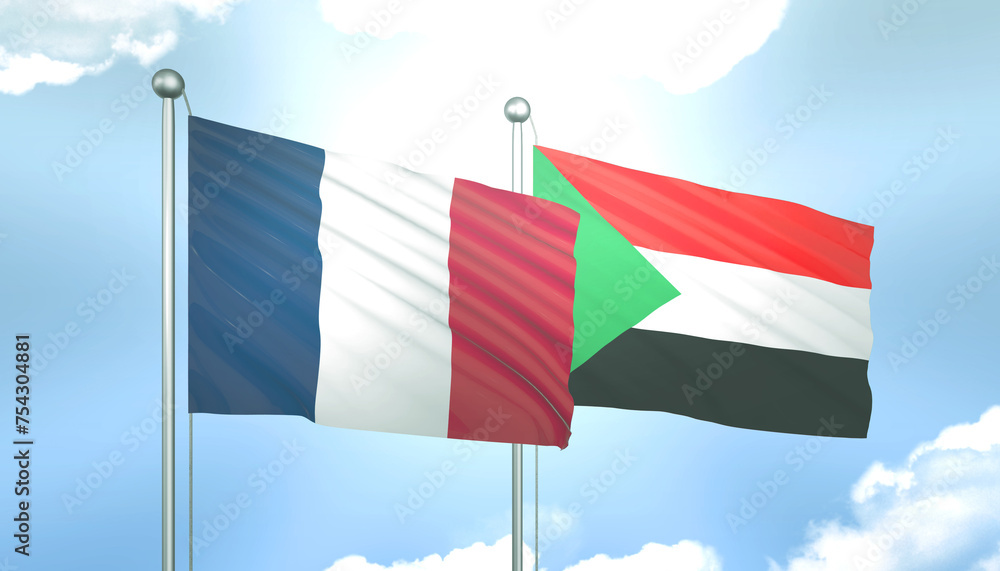 France and Sudan Flag Together A Concept of Realations France and Sudan Flag Together A Concept of Realations