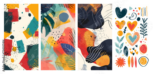 Abstract art collage with vibrant patterns and shapes