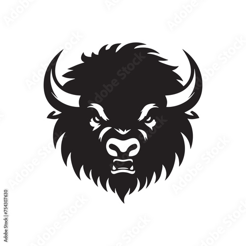 Bison Charge: Vector Silhouette Illustration of Majestic Bison in the Wild West Landscape. Ideal for Western-themed Designs. Bison vector.