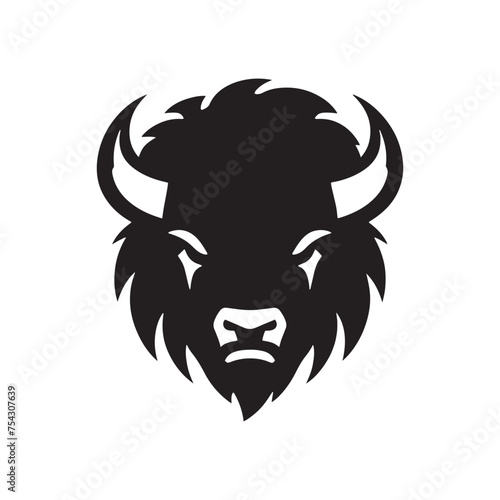 Bison Charge: Vector Silhouette Illustration of Majestic Bison in the Wild West Landscape. Ideal for Western-themed Designs. Bison vector.