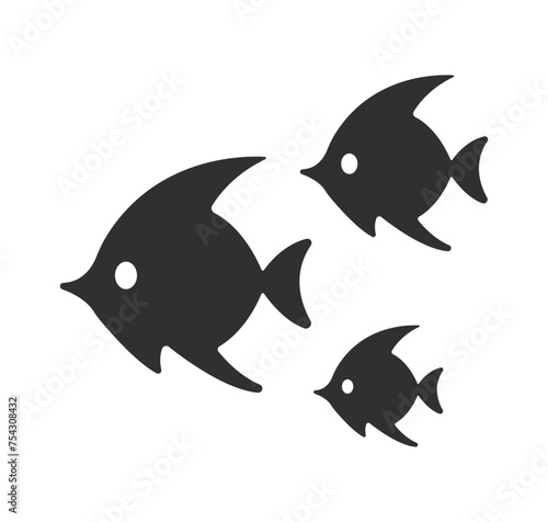 Angelfish black icon vector illustration