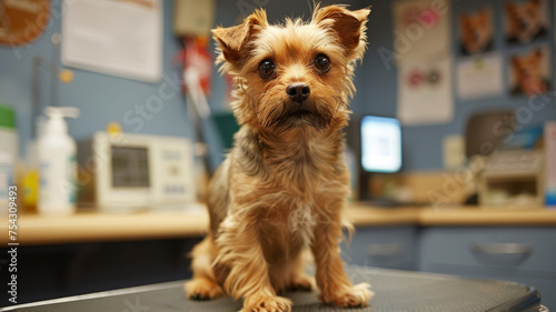 Yorkshire Terrier on clinic table.