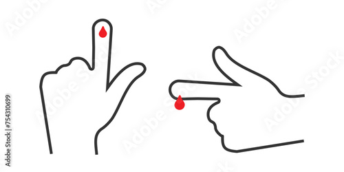 Finger and blood icon diabetes symbol logo template. Vector