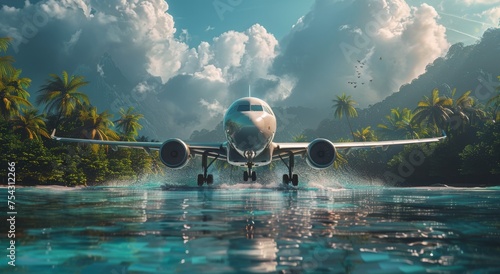 Large Jetliner Flying Through Cloudy Sky