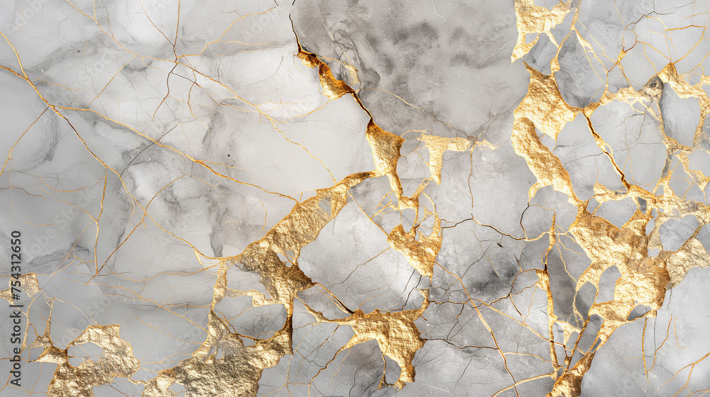 Close up Interior marble with gold ornaments in white tones. Marble shapes for kitchen and bathroom. White stone types. White marble floor. White marble wall