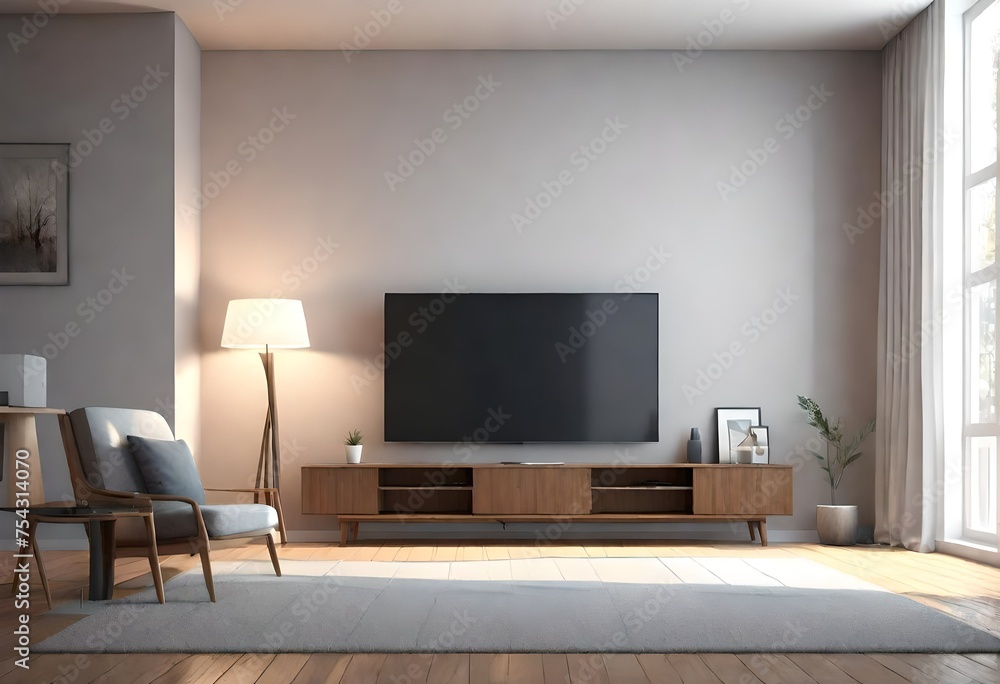 living room with tv