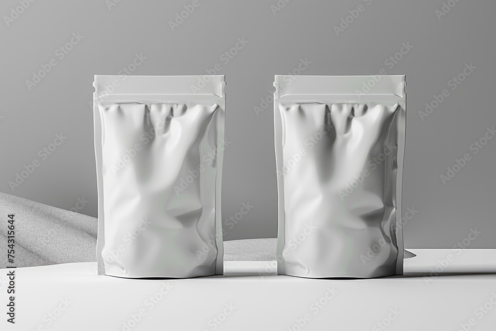 Mockup of white doypack , isolated on background. ai generated Mockup of white doypack , isolated on background. ai generated
