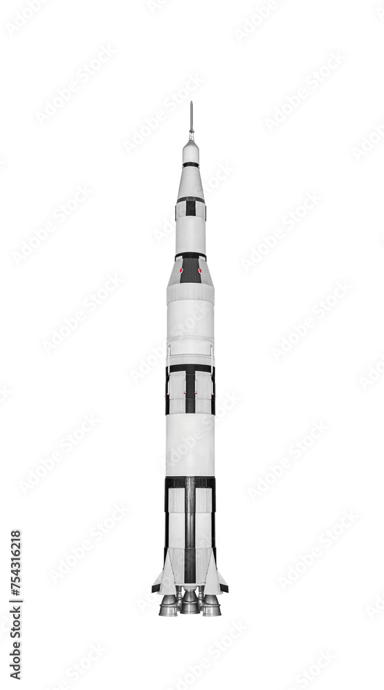Spaceship rocket isolated on white background.