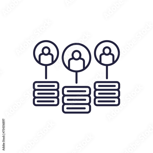 CDN line icon with users, Content delivery network vector