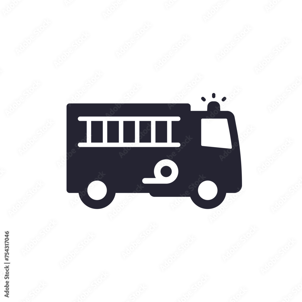 fire truck icon on white, vector pictogram