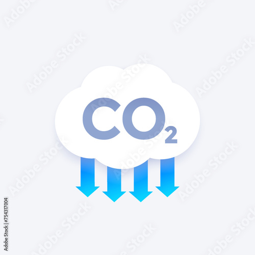 co2 gas, carbon dioxide emissions reduction vector design © nexusby
