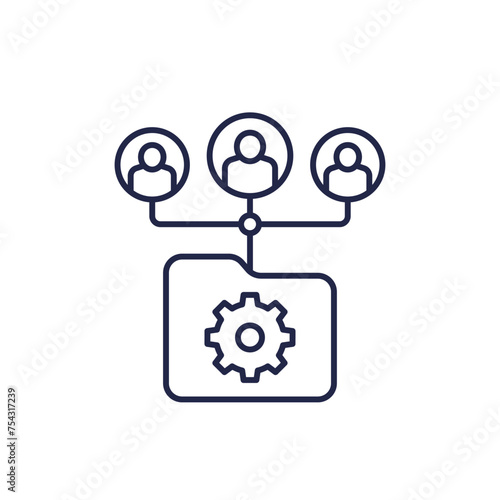 active directory line icon with users