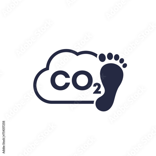 carbon footprint icon, co2 gas, carbon dioxide emission vector
