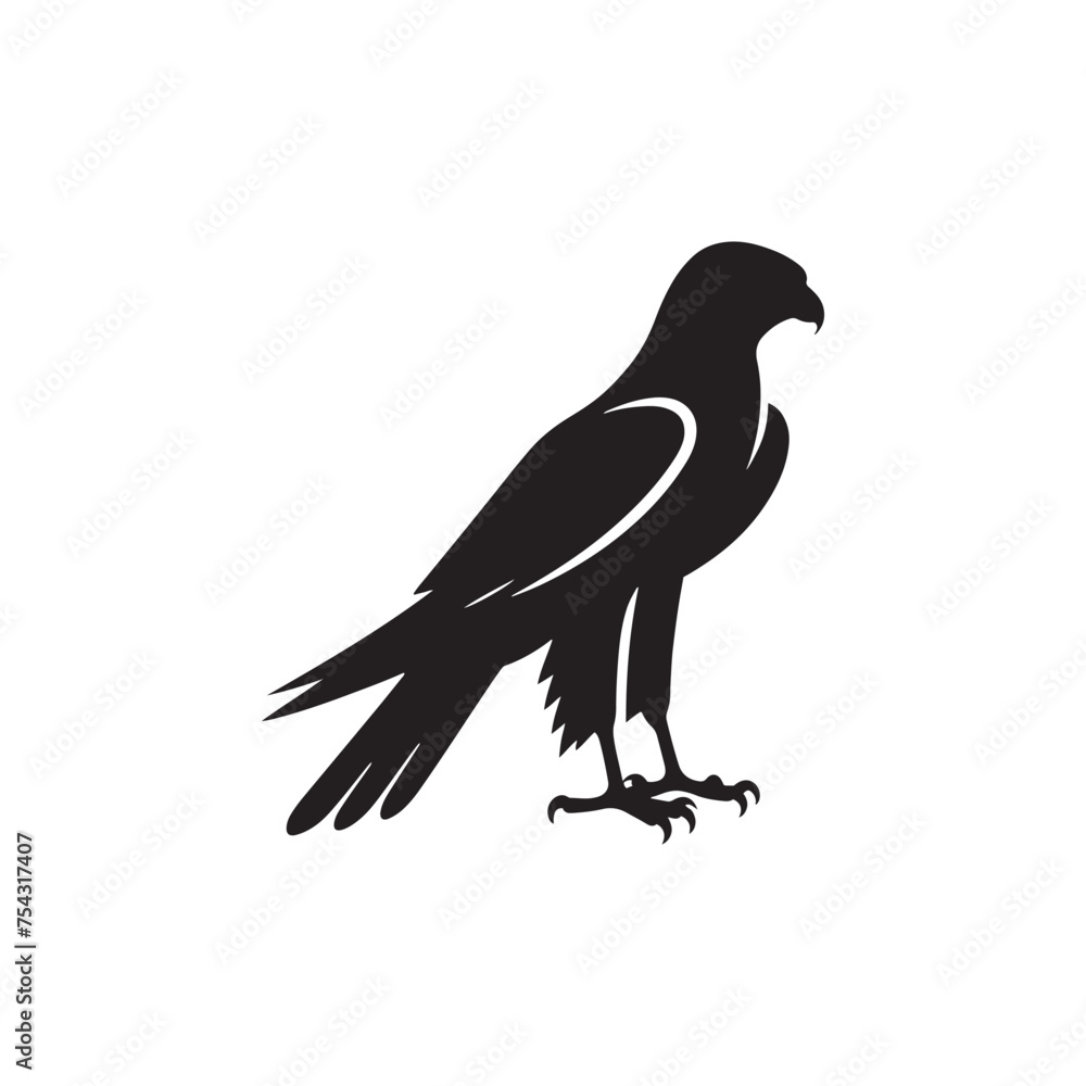 Fototapeta premium Swoop and Soar: Vector Falcon Silhouette Collection for Majestic Bird of Prey Designs, Wildlife Illustrations, and Nature Artwork.