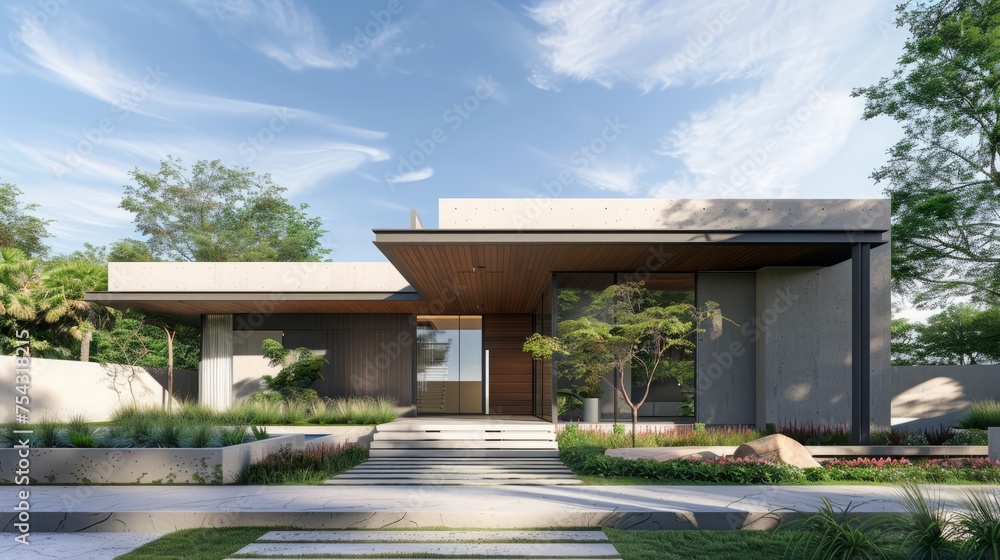 Modern real estate exterior architecture of luxury home in beautiful villa,New architecture, beautiful modern house outdoors at sunset Modern real estate exterior architecture of luxury home in beautiful villa,New architecture, beautiful modern house outdoors at sunset