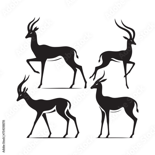 Graceful Gazelles  Vector Gazelle Silhouette Set for Elegant Wildlife Designs  Nature Illustrations  Gazelle black vector.