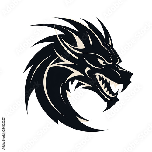 Wallpaper Mural Dragon black icon on a white background in minimalism сreated with Generative Ai Torontodigital.ca